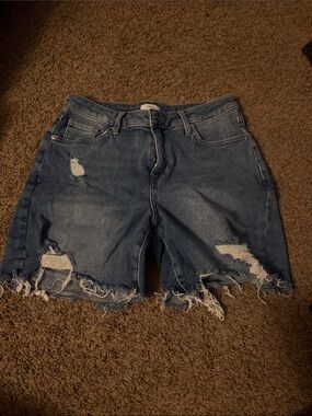 Forever 21 Distressed Denim Jean Shorts - Blue